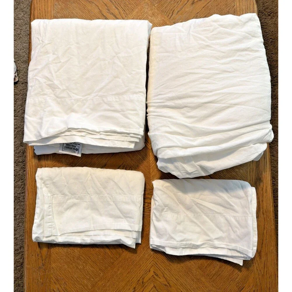 Laura Ashley Full Bed Sheet Set Pillow Cases 4 Pieces White